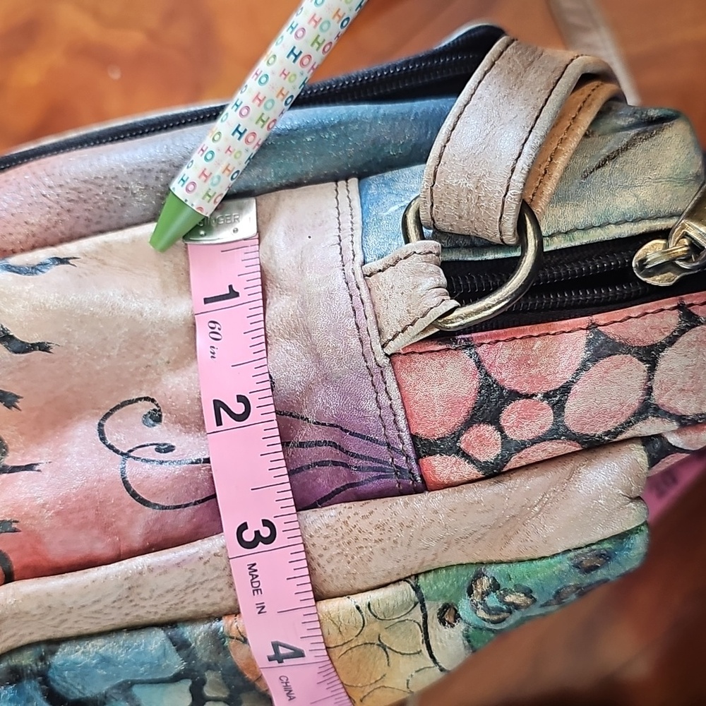Anna By Anuschka Hand Painted Floral Shoulder Crossbody Leather Bag - Picture 10 of 16